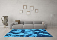 Machine Washable Oriental Light Blue Modern Rug, wshabs1010lblu