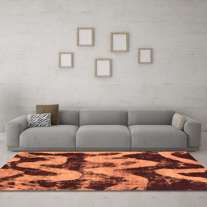 Machine Washable Oriental Orange Modern Area Rugs in a Living Room, wshabs1010org