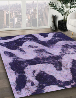Machine Washable Abstract Bright Lilac Purple Rug in a Family Room, wshabs1010