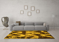 Machine Washable Oriental Yellow Modern Rug, wshabs1010yw