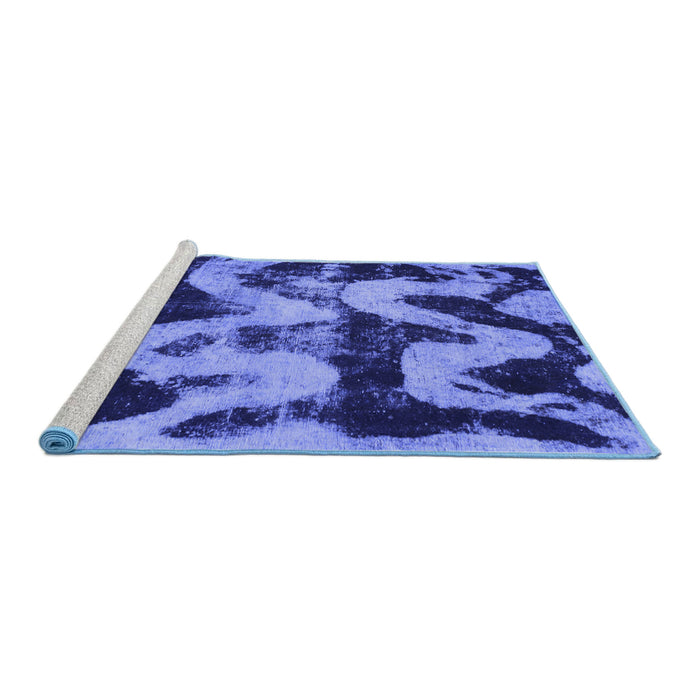 Sideview of Machine Washable Oriental Blue Modern Rug, wshabs1010blu