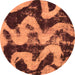 Round Machine Washable Oriental Orange Modern Area Rugs, wshabs1010org