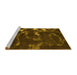 Sideview of Machine Washable Oriental Yellow Modern Rug, wshabs1011yw