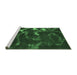 Sideview of Machine Washable Oriental Emerald Green Modern Area Rugs, wshabs1011emgrn