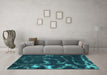 Machine Washable Oriental Turquoise Modern Area Rugs in a Living Room,, wshabs1011turq