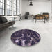 Round Machine Washable Abstract Viola Purple Rug in a Office, wshabs1011