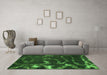 Machine Washable Oriental Green Modern Area Rugs in a Living Room,, wshabs1011grn