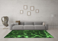 Machine Washable Oriental Green Modern Rug, wshabs1011grn