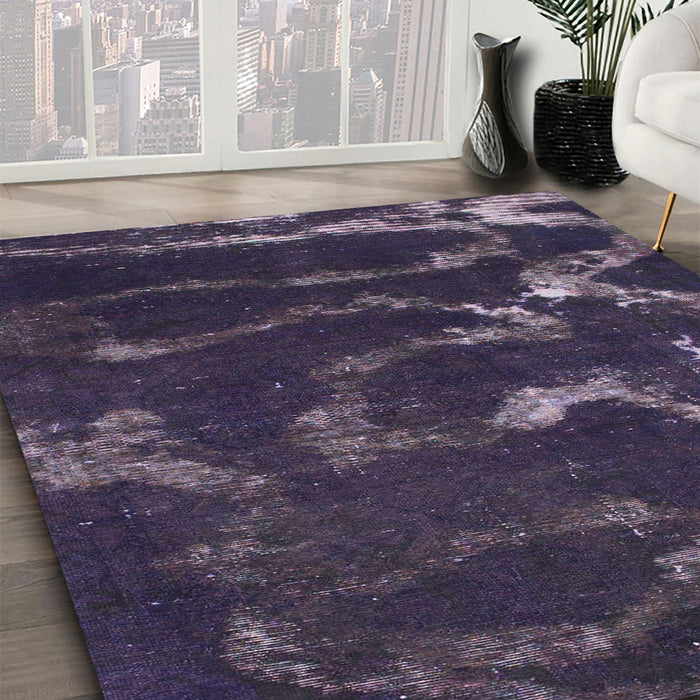 Machine Washable Abstract Viola Purple Rug in a Family Room, wshabs1011