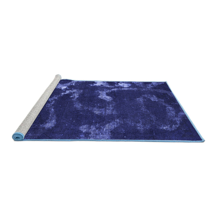 Sideview of Machine Washable Oriental Blue Modern Rug, wshabs1011blu