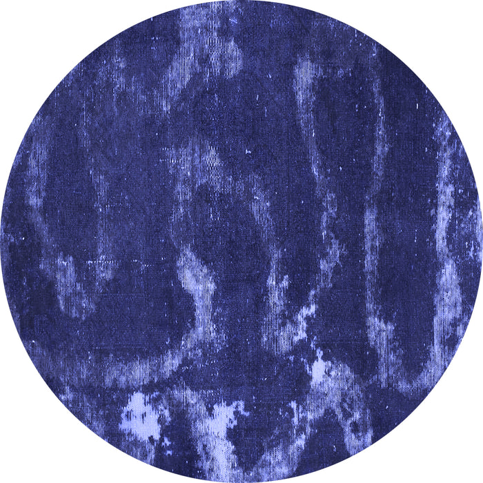 Round Machine Washable Oriental Blue Modern Rug, wshabs1011blu