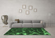 Machine Washable Oriental Emerald Green Modern Area Rugs in a Living Room,, wshabs1011emgrn