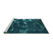 Sideview of Machine Washable Oriental Turquoise Modern Area Rugs, wshabs1011turq