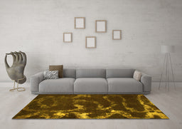 Machine Washable Oriental Yellow Modern Rug in a Living Room, wshabs1011yw