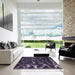 Square Machine Washable Abstract Viola Purple Rug in a Living Room, wshabs1011