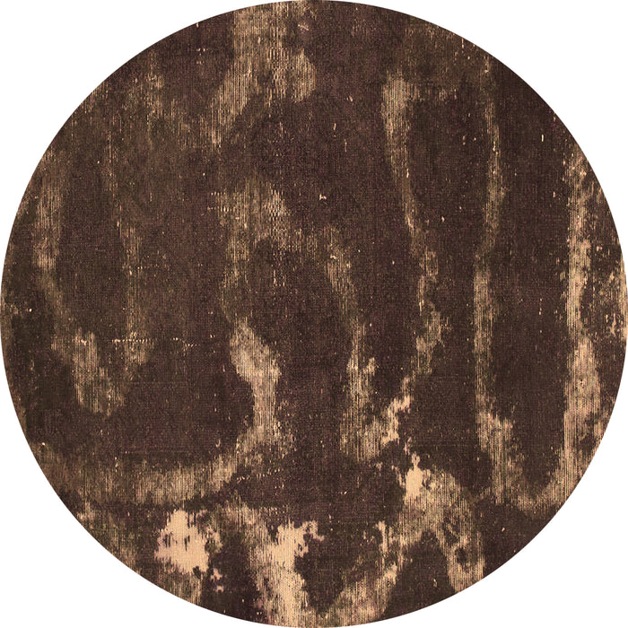 Round Machine Washable Oriental Brown Modern Rug, wshabs1011brn