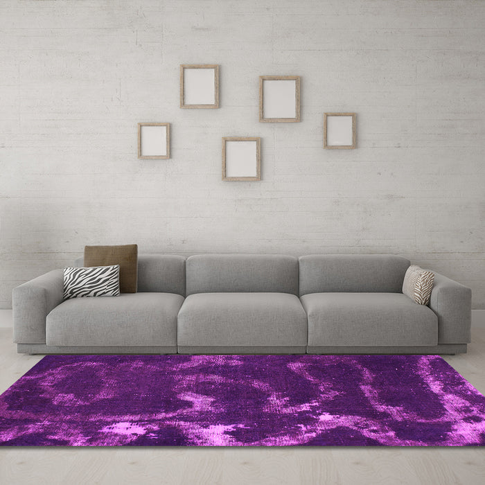 Machine Washable Oriental Pink Modern Rug in a Living Room, wshabs1011pnk