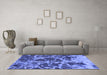 Machine Washable Oriental Blue Modern Rug in a Living Room, wshabs1012blu