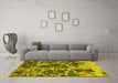 Machine Washable Oriental Yellow Modern Rug in a Living Room, wshabs1012yw