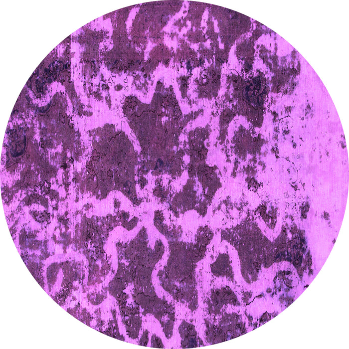 Round Machine Washable Oriental Pink Modern Rug, wshabs1012pnk