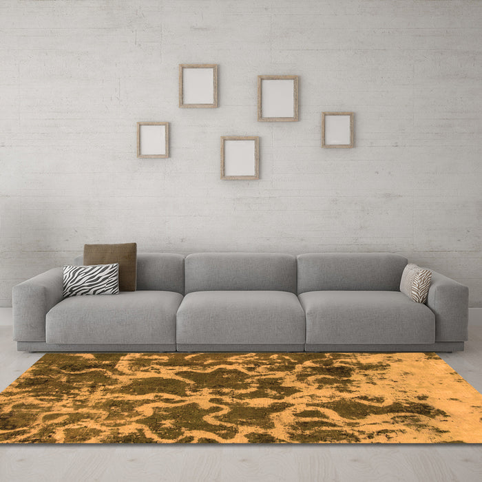 Machine Washable Oriental Orange Modern Area Rugs in a Living Room, wshabs1012org