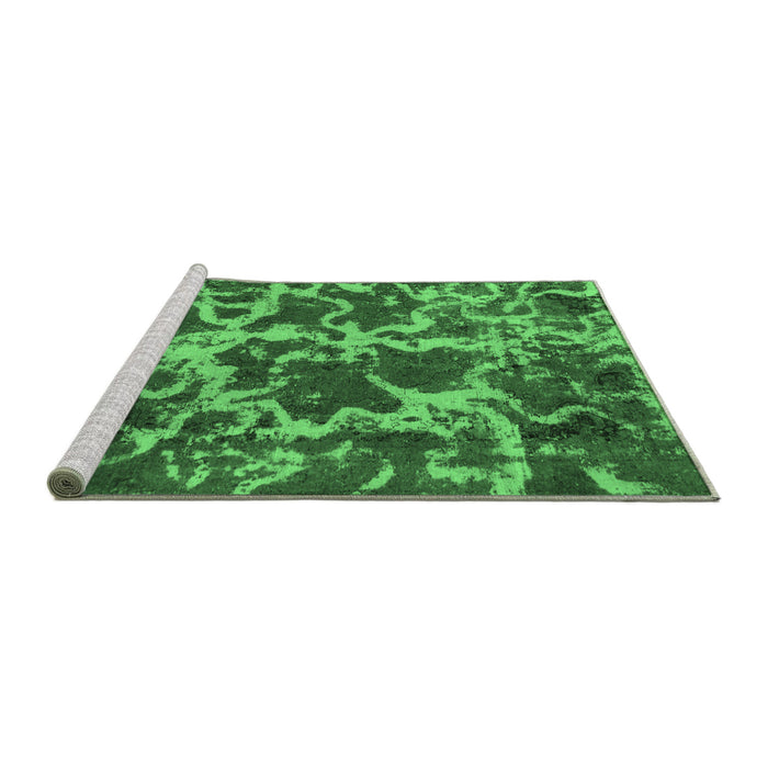 Sideview of Machine Washable Oriental Emerald Green Modern Area Rugs, wshabs1012emgrn