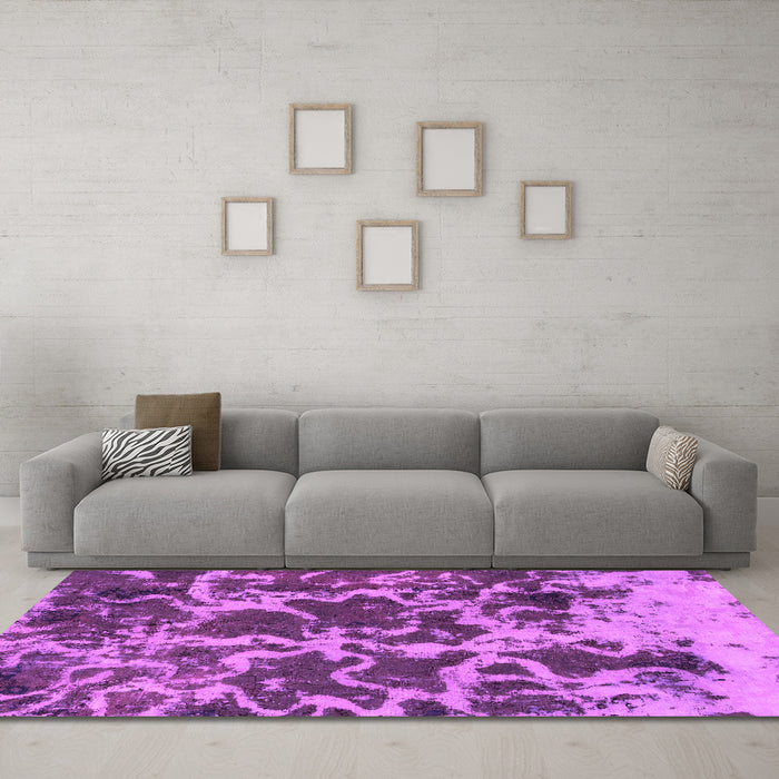 Machine Washable Oriental Pink Modern Rug in a Living Room, wshabs1012pnk