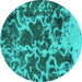 Round Oriental Turquoise Modern Rug, abs1012turq