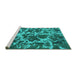 Sideview of Machine Washable Oriental Turquoise Modern Area Rugs, wshabs1012turq