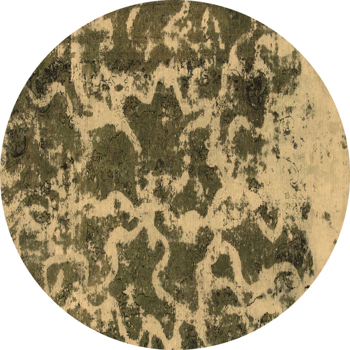 Round Machine Washable Oriental Brown Modern Rug, wshabs1012brn