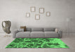 Machine Washable Oriental Emerald Green Modern Area Rugs in a Living Room,, wshabs1012emgrn
