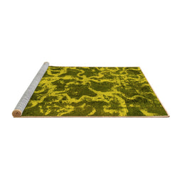 Sideview of Machine Washable Oriental Yellow Modern Rug, wshabs1012yw