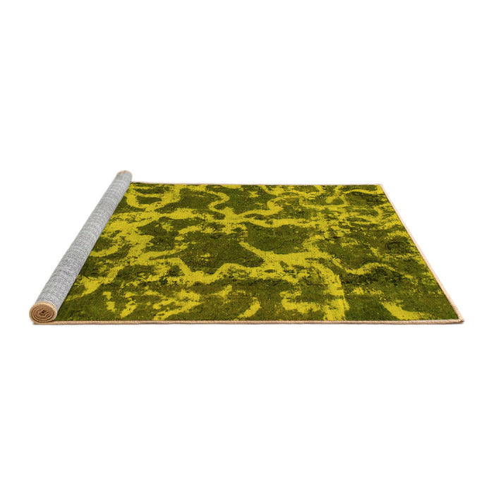 Sideview of Machine Washable Oriental Yellow Modern Rug, wshabs1012yw
