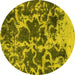 Round Oriental Yellow Modern Rug, abs1012yw