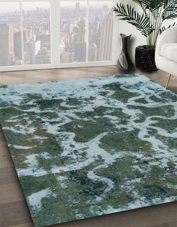 Machine Washable Abstract Columbia Blue Rug in a Family Room, wshabs1012