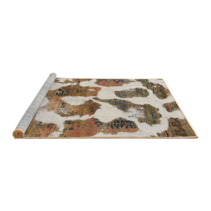 Sideview of Machine Washable Abstract Light Brown Rug, wshabs1013