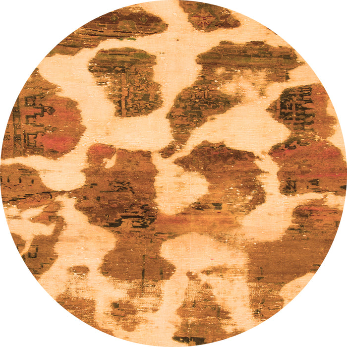 Round Machine Washable Oriental Orange Modern Area Rugs, wshabs1013org