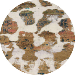 Square Abstract Light Brown Oriental Rug, abs1013