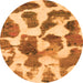 Round Oriental Orange Modern Rug, abs1013org