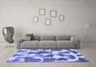 Machine Washable Oriental Blue Modern Rug in a Living Room, wshabs1013blu