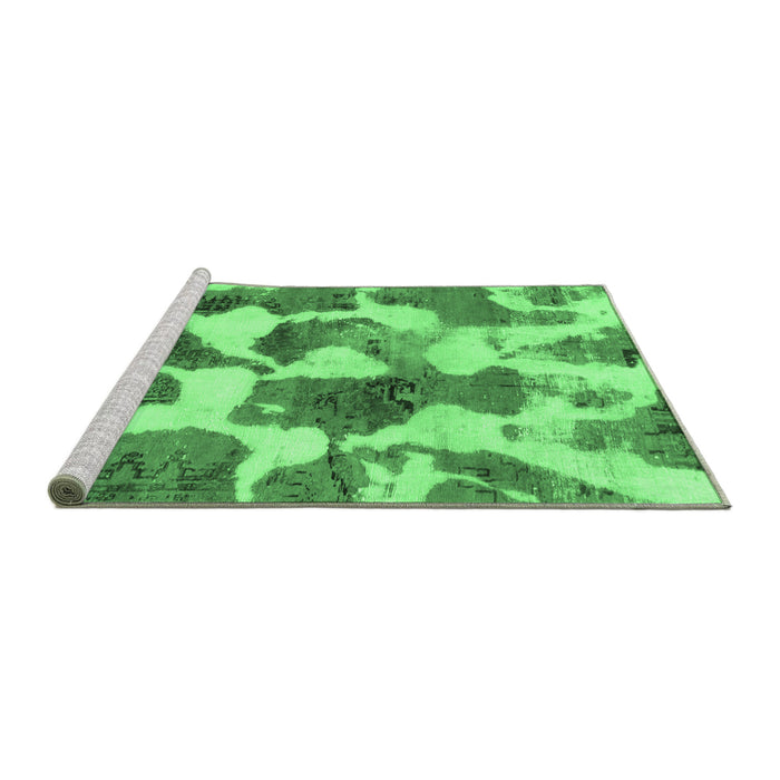 Sideview of Machine Washable Oriental Emerald Green Modern Area Rugs, wshabs1013emgrn