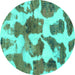 Round Oriental Turquoise Modern Rug, abs1013turq