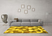 Machine Washable Oriental Yellow Modern Rug in a Living Room, wshabs1013yw