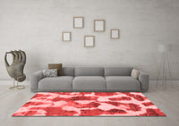 Machine Washable Oriental Red Modern Rug, wshabs1013red