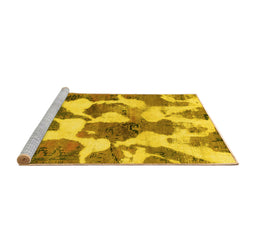 Sideview of Machine Washable Oriental Yellow Modern Rug, wshabs1013yw