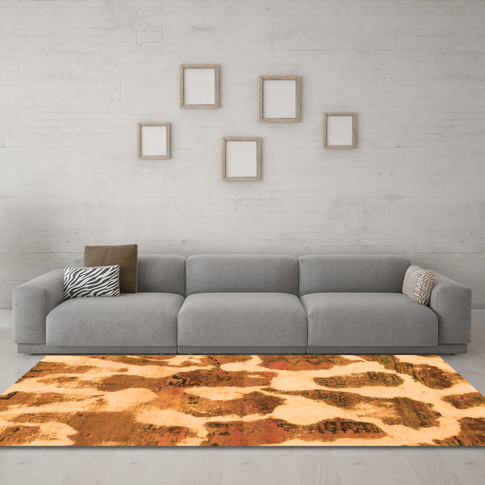 Machine Washable Oriental Orange Modern Area Rugs in a Living Room, wshabs1013org