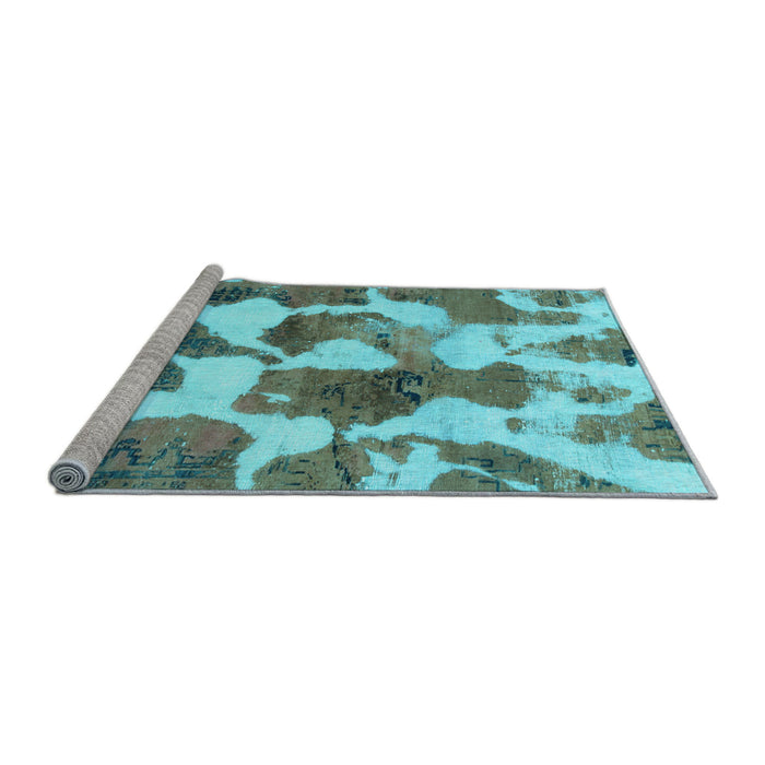 Sideview of Machine Washable Oriental Light Blue Modern Rug, wshabs1013lblu