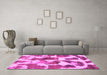 Machine Washable Oriental Pink Modern Rug in a Living Room, wshabs1013pnk