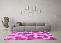 Machine Washable Oriental Pink Modern Rug, wshabs1013pnk