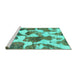 Sideview of Machine Washable Oriental Turquoise Modern Area Rugs, wshabs1013turq